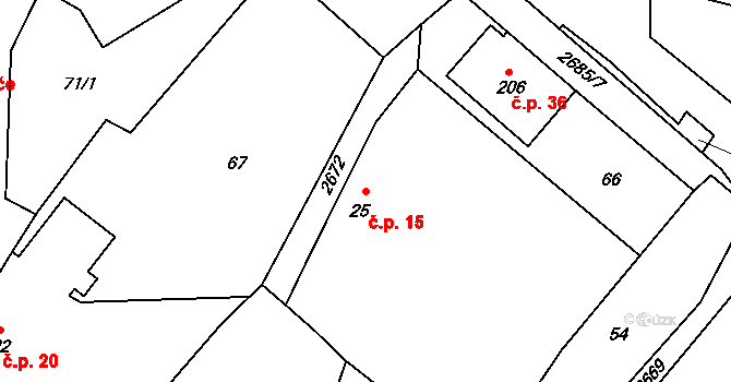 Černičí 15, Čechtice na parcele st. 25 v KÚ Černičí, Katastrální mapa