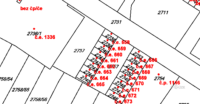 Děčín VI-Letná 661, Děčín na parcele st. 2741 v KÚ Podmokly, Katastrální mapa