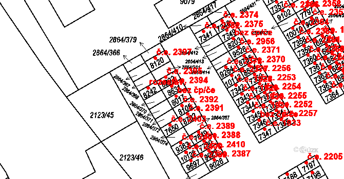 Hodonín 2394 na parcele st. 8631 v KÚ Hodonín, Katastrální mapa