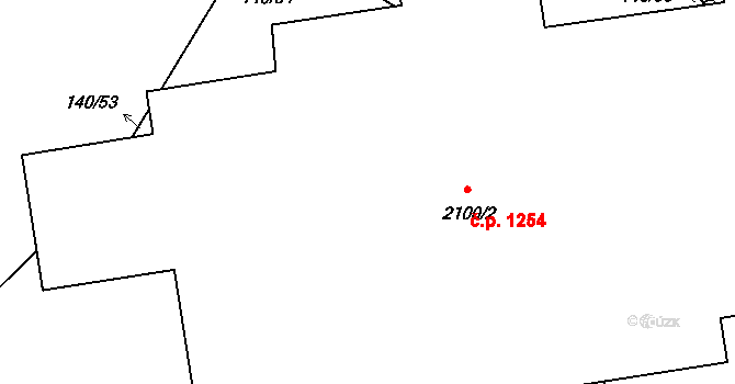 Mariánské Hory 1254, Ostrava na parcele st. 2100/2 v KÚ Mariánské Hory, Katastrální mapa