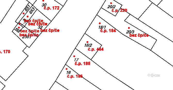 Křižanov 484 na parcele st. 18/2 v KÚ Křižanov, Katastrální mapa