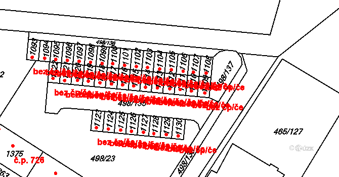 Znojmo 38309556 na parcele st. 1112 v KÚ Přímětice, Katastrální mapa