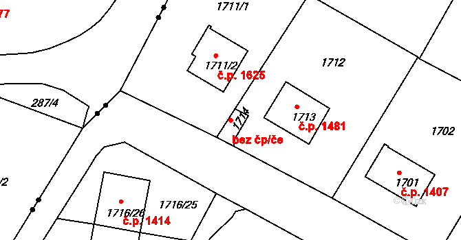 Děčín 40675556 na parcele st. 1714 v KÚ Podmokly, Katastrální mapa