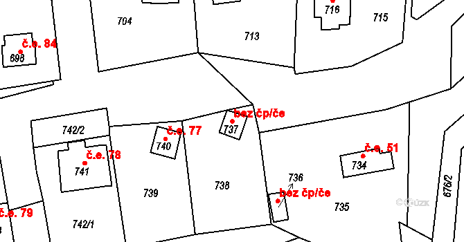 Andělská Hora 76 na parcele st. 737 v KÚ Andělská Hora, Katastrální mapa