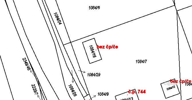 Březnice 42399556 na parcele st. 1084/16 v KÚ Březnice, Katastrální mapa