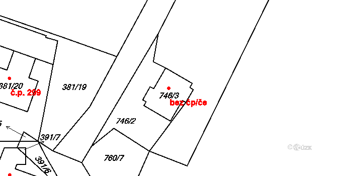 Boršov nad Vltavou 42677556 na parcele st. 746/3 v KÚ Boršov nad Vltavou, Katastrální mapa