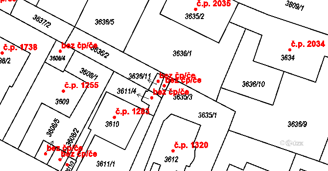 Litoměřice 43082556 na parcele st. 3635/3 v KÚ Litoměřice, Katastrální mapa
