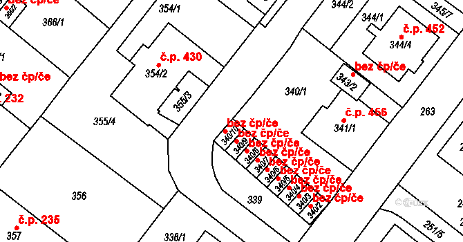 Teplice 45142556 na parcele st. 340/10 v KÚ Sobědruhy, Katastrální mapa