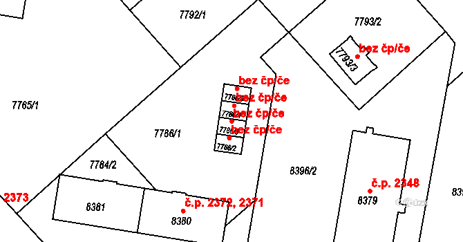 Plzeň 46282556 na parcele st. 7786/3 v KÚ Plzeň, Katastrální mapa