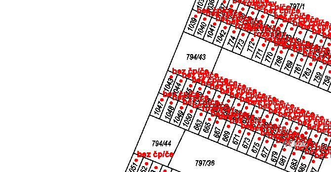 Lišov 46936556 na parcele st. 1043 v KÚ Lišov, Katastrální mapa