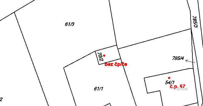 Osečná 47005556 na parcele st. 70/2 v KÚ Druzcov, Katastrální mapa