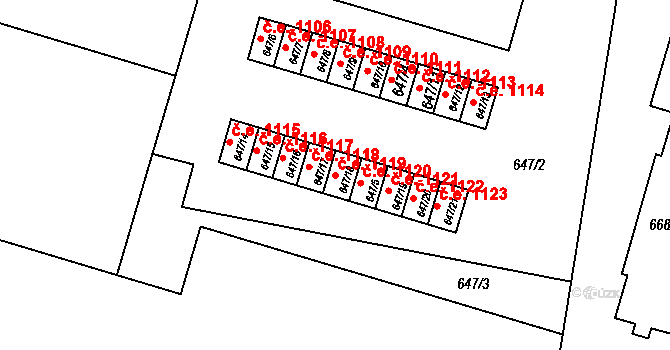 Velké Meziříčí 50279556 na parcele st. 647/18 v KÚ Velké Meziříčí, Katastrální mapa