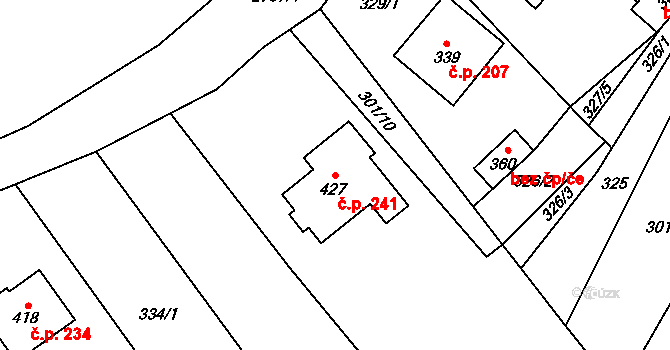 Sehradice 241 na parcele st. 427 v KÚ Sehradice, Katastrální mapa
