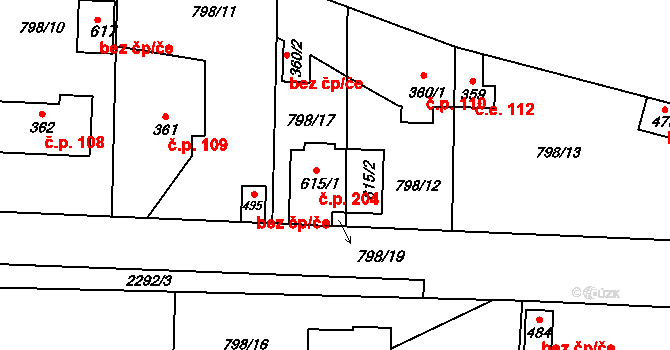Pecerady 204, Týnec nad Sázavou, Katastrální mapa