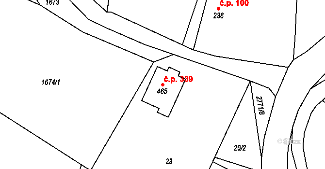 Václavice 339, Hrádek nad Nisou na parcele st. 465 v KÚ Václavice u Hrádku nad Nisou, Katastrální mapa