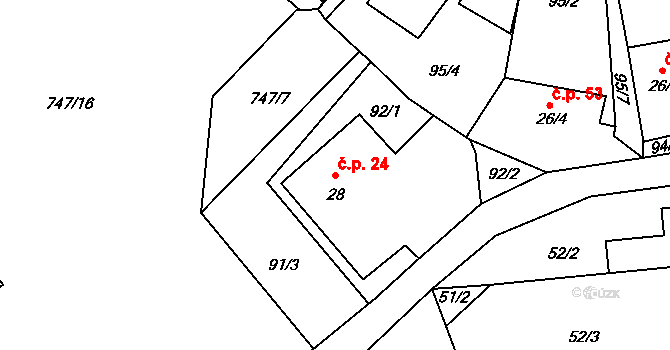 Onšovice 24, Čkyně na parcele st. 28 v KÚ Onšovice u Čkyně, Katastrální mapa