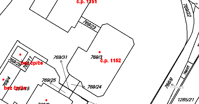 Kopřivnice 1152 na parcele st. 769/3 v KÚ Kopřivnice, Katastrální mapa