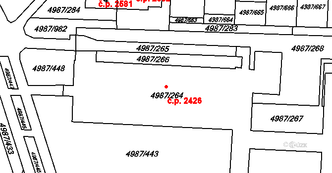 Louny 2426 na parcele st. 4987/264 v KÚ Louny, Katastrální mapa