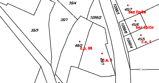 Zboží 56, Habry na parcele st. 46/2 v KÚ Zboží, Katastrální mapa