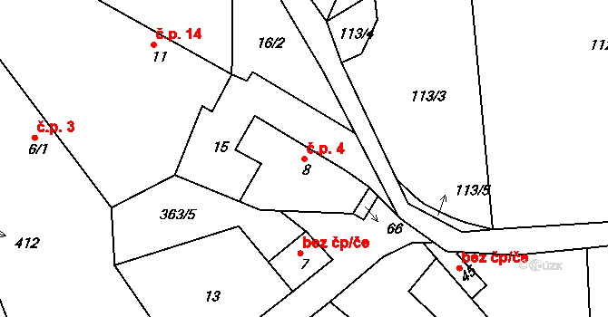 Leštinka 4, Světlá nad Sázavou na parcele st. 8 v KÚ Leštinka u Světlé nad Sázavou, Katastrální mapa