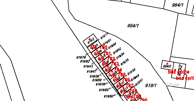 Pudlov 782, Bohumín na parcele st. 919/4 v KÚ Pudlov, Katastrální mapa