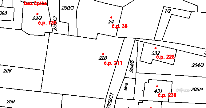 Morkůvky 211 na parcele st. 220 v KÚ Morkůvky, Katastrální mapa