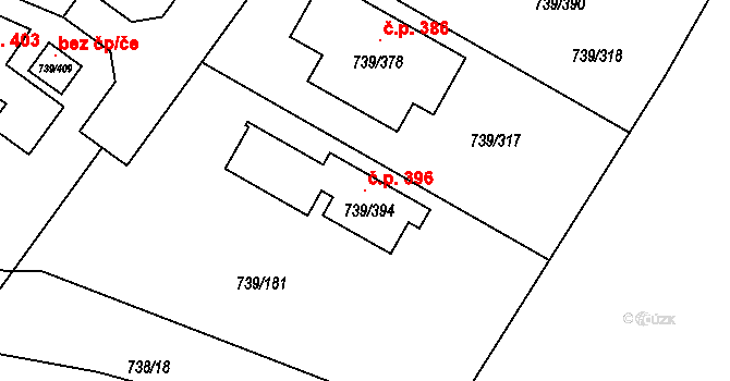 Proskovice 396, Ostrava na parcele st. 739/394 v KÚ Proskovice, Katastrální mapa