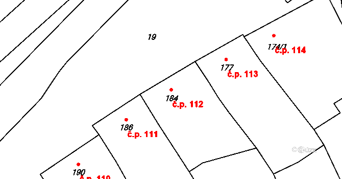 Morkovice 112, Morkovice-Slížany na parcele st. 184 v KÚ Morkovice, Katastrální mapa