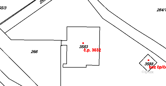 Kroměříž 3032 na parcele st. 3583 v KÚ Kroměříž, Katastrální mapa