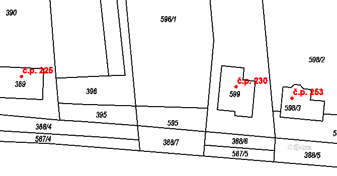 Přerov XII-Žeravice 268, Přerov na parcele st. 596/7 v KÚ Žeravice, Katastrální mapa