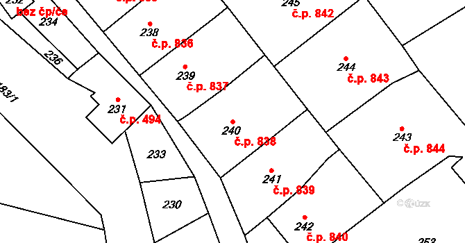 Desná III 838, Desná na parcele st. 240 v KÚ Desná III, Katastrální mapa