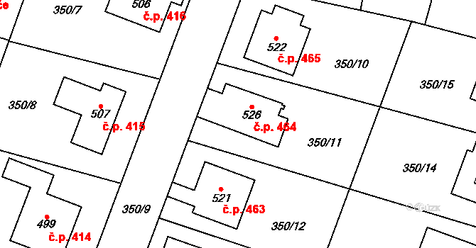 Rožďalovice 464 na parcele st. 526 v KÚ Rožďalovice, Katastrální mapa