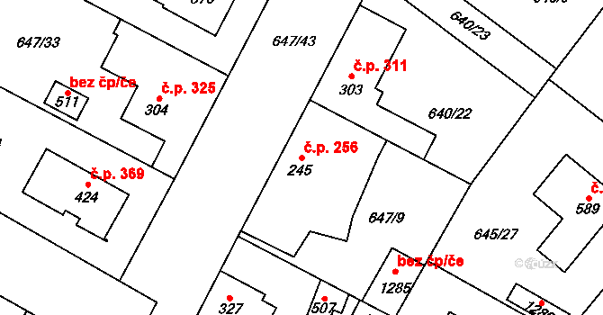Líbeznice 256 na parcele st. 245 v KÚ Líbeznice, Katastrální mapa