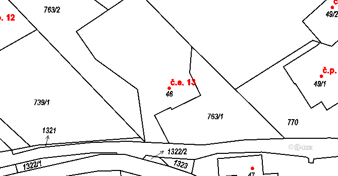 Lvová 13, Jablonné v Podještědí na parcele st. 46 v KÚ Lvová, Katastrální mapa