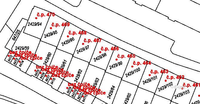 Dačice V 466, Dačice na parcele st. 2429/98 v KÚ Dačice, Katastrální mapa