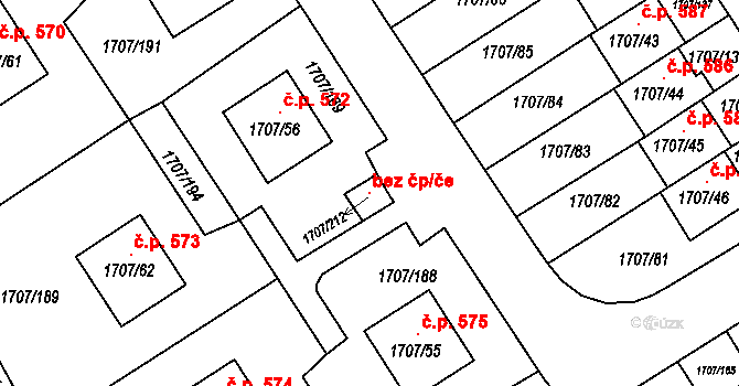 Klášterec nad Ohří 147842557 na parcele st. 1707/212 v KÚ Miřetice u Klášterce nad Ohří, Katastrální mapa