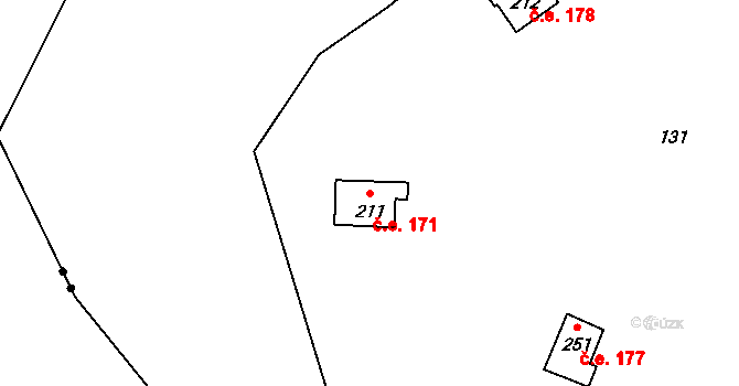 Štěnkov 171, Třebechovice pod Orebem na parcele st. 211 v KÚ Štěnkov, Katastrální mapa