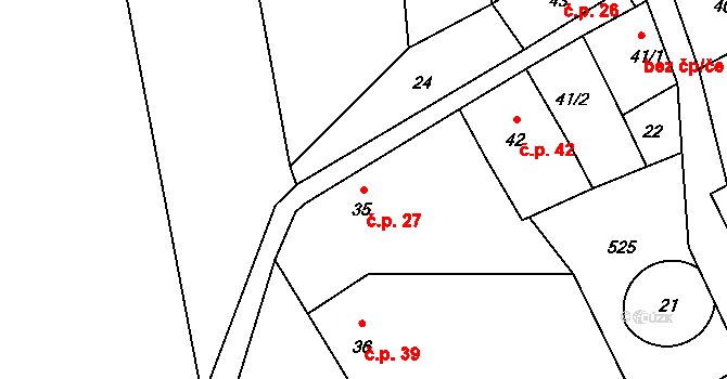 Dolní Chobolice 27, Liběšice na parcele st. 35 v KÚ Dolní Chobolice, Katastrální mapa