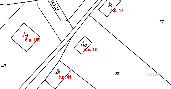 Kyškovice 18 na parcele st. 116 v KÚ Kyškovice, Katastrální mapa