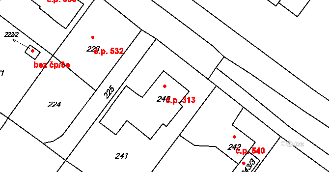 Lutyně 313, Orlová na parcele st. 240 v KÚ Horní Lutyně, Katastrální mapa