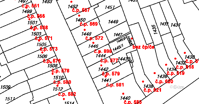 Zábrdovice 577, Brno na parcele st. 1444 v KÚ Zábrdovice, Katastrální mapa