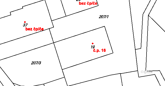 Benátky 16, Pelhřimov na parcele st. 19 v KÚ Benátky u Houserovky, Katastrální mapa