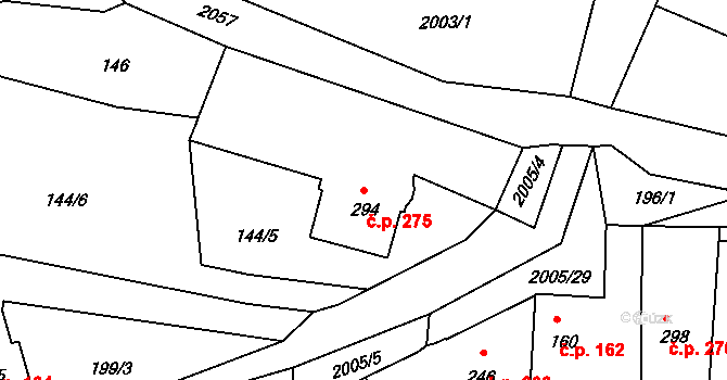 Staňkov I 275, Staňkov na parcele st. 294 v KÚ Staňkov-město, Katastrální mapa