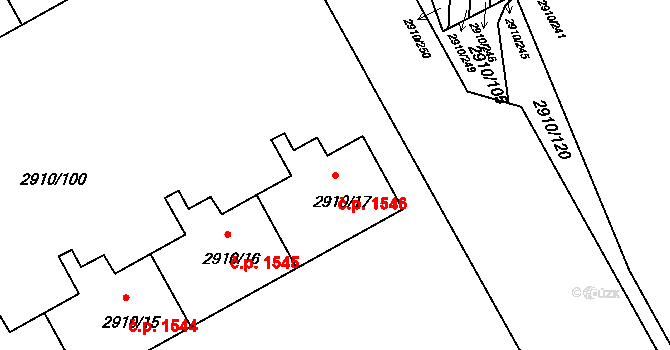 Nusle 1546, Praha na parcele st. 2910/17 v KÚ Nusle, Katastrální mapa