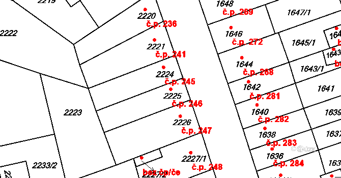 Příbram III 246, Příbram na parcele st. 2225 v KÚ Příbram, Katastrální mapa