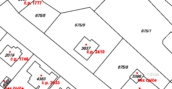Dvůr Králové nad Labem 2410 na parcele st. 3637 v KÚ Dvůr Králové nad Labem, Katastrální mapa
