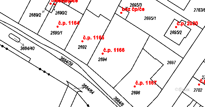 České Budějovice 5 1166, České Budějovice na parcele st. 2694 v KÚ České Budějovice 5, Katastrální mapa