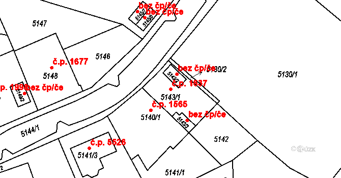 Chomutov 1637 na parcele st. 5143/1 v KÚ Chomutov I, Katastrální mapa