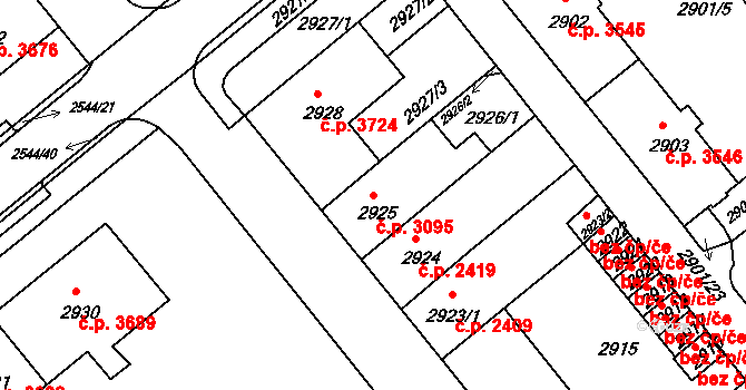 Chomutov 3095 na parcele st. 2925 v KÚ Chomutov II, Katastrální mapa