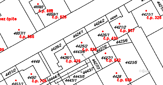 Liberec III-Jeřáb 838, Liberec na parcele st. 4425/2 v KÚ Liberec, Katastrální mapa